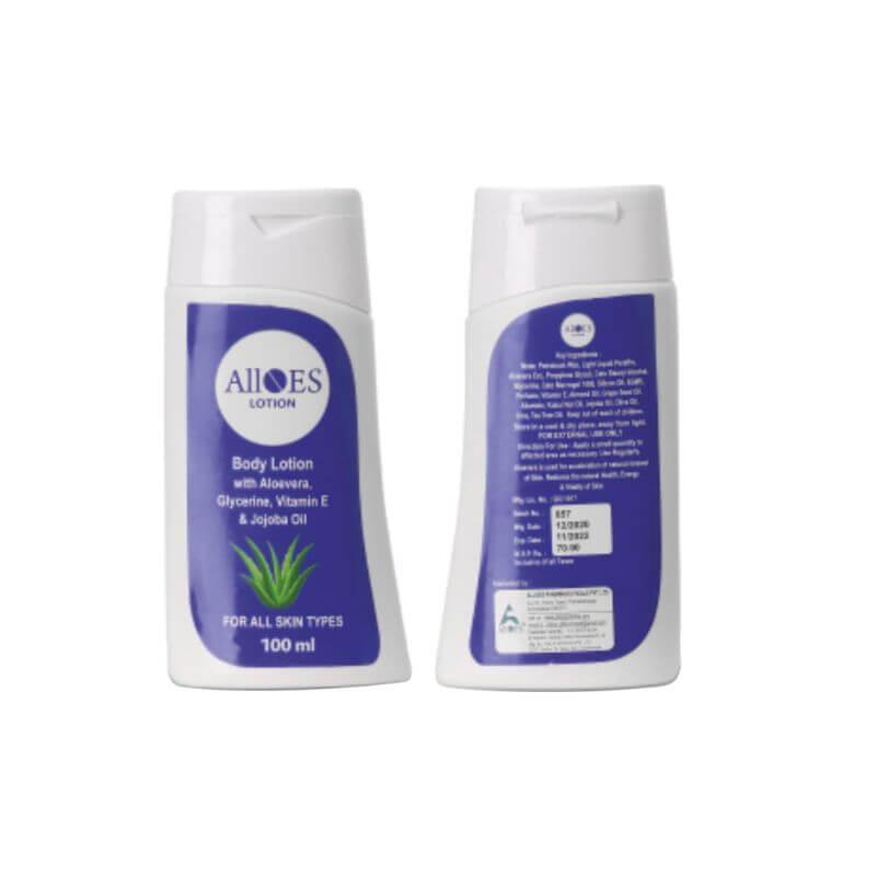 Alloes Body Lotion for Skin Hydration,Nourishment | with vitamin E and jojoba Oil | Relivies dry Skin |100 mL X2