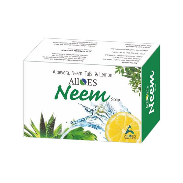 Alloes Neem Soap With Aloe Vera, Tulsi, Lemon |Cleansing Body Soap For Soft Clear & Acne Free Skin | 75 gram X3