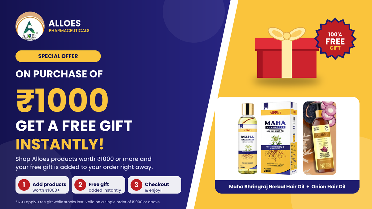 Shop ₹1000 or more and get a free Maha Bhringraj and Onion hair oil gift