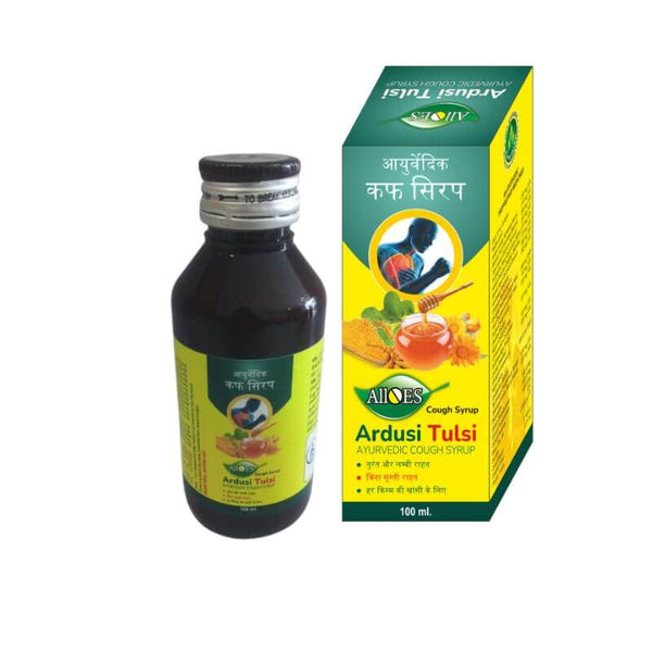 Alloes Ardusi Tulsi syrup | All Herbal and Natural Ingredients Used For Instant Cough Remedy | Made with Pure Honey | All Ayurvedic Remedy for Children and Adults | 100ML