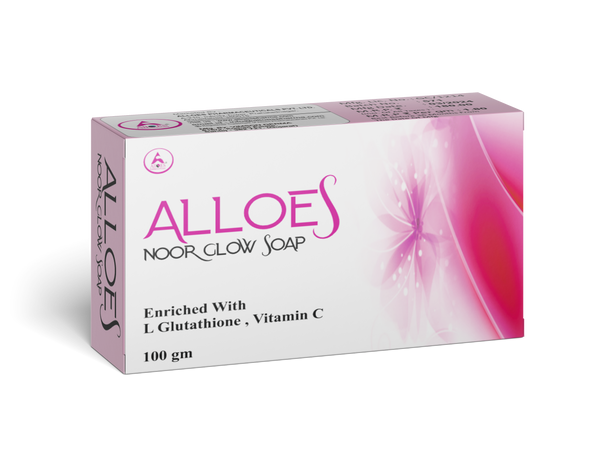 ALLOES PHARMACEUTICALS Skin lightening Noor Glow Soap | Kojic Acid Soap with L-Glutathione | For Pigmentation, Sun damage, Brightening Underarm & Reduces Dark Spot | Soap for Men & Women | Suitable for All Skin Types |(Pack of 1)